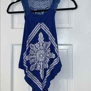 Blue Printed Tank Top